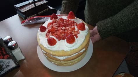 Naked strawberry shortcake I made for birthday. Recipe below : r/Baking