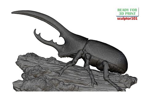 🪲 Hercules Beetle on the Mossy Trunk 3D printable model・Free 3D File
