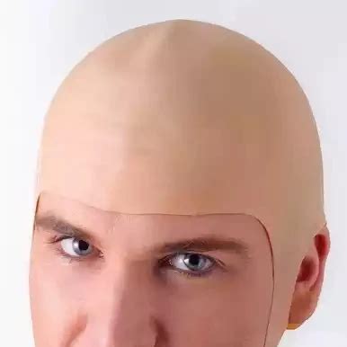 Bald Head Skinhead Wig Cap Latex Fake Bald Head Clown Mens Ladies Baldy ...