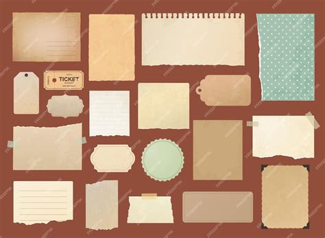 premium vector vintage scrapbook torn paper post card note tag
