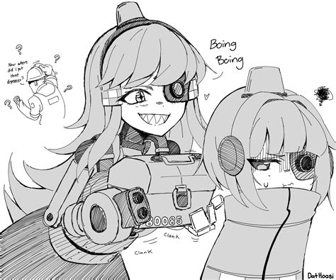 mimi-sentry and mini-sentry-chan (original and 1 more) drawn by