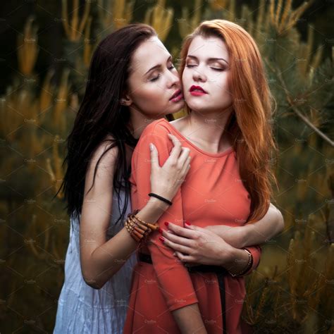 Two beautiful lesbian girls featuring youth, beauty, and background