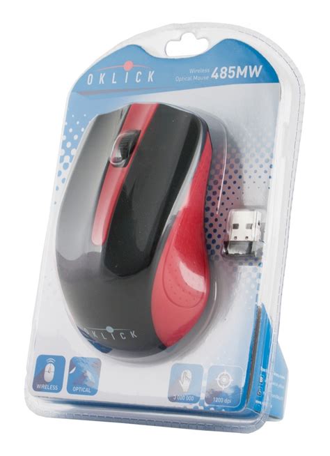 Мышь беспроводная Oklick 485MW, черная/красная, оптическая, 1200dpi ...