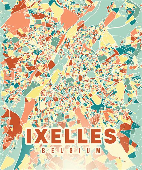 Ixelles Belgium Map Digital Art by Alexandru Chirila - Fine Art America