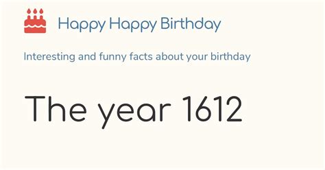 The year 1612: Calendar, history and birthdays