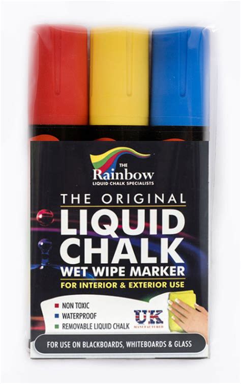 Liquid Chalk Wet Wipe 15mm Broad Assorted - Rainbow Chalk Markers