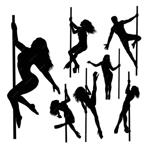 Silhouette D'action De Pole Dance Masculin Et Féminin | Vecteur Premium