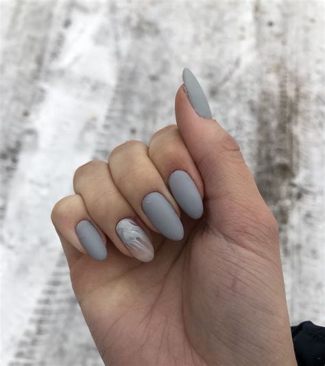 Grey☑️ | Матовые ногти, Овальные ногти, Ногти