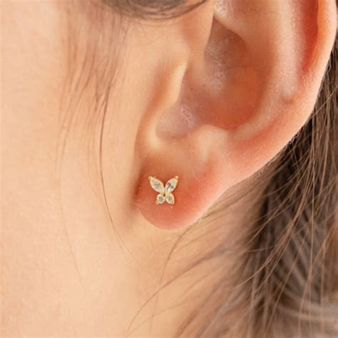 Butterfly Diamond Earrings Butterfly Studs Jacket Earrings - Etsy