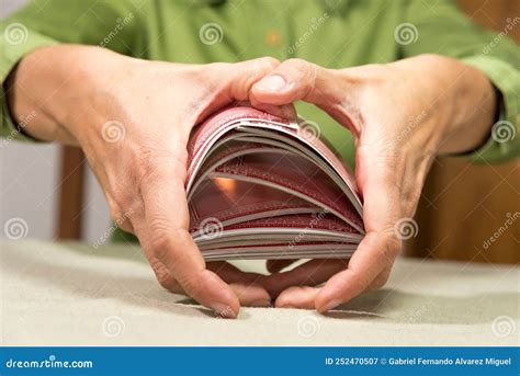 Person Shuffling Cards for a Card Game Stock Image - Image of perform ...