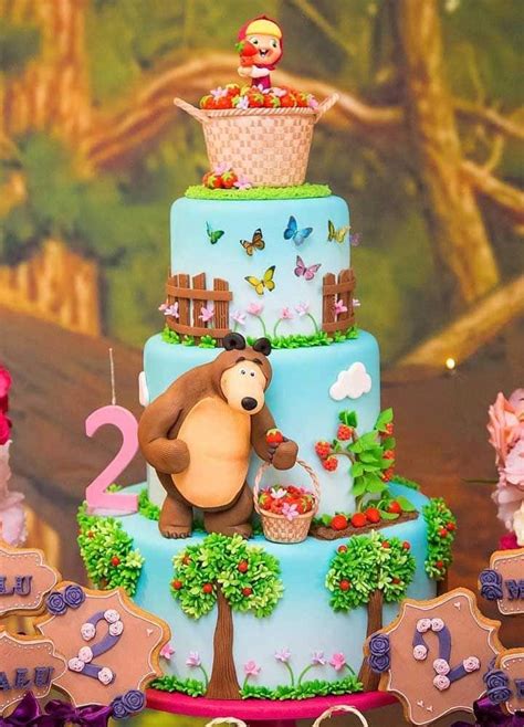 Bolo De Aniversário Masha Eo Urso - Festa Masha E O Urso