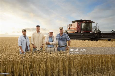 Three generations of Caucasian farmers in wheat field | Farm family ...