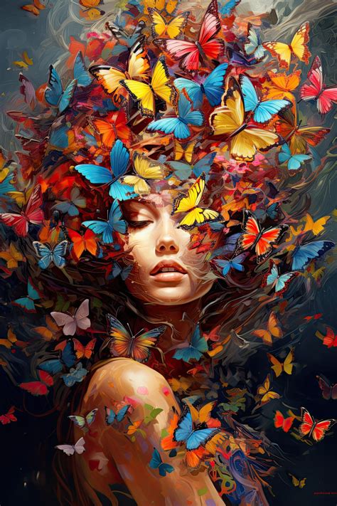 Woman butterfly | Nature art painting, Beautiful abstract art