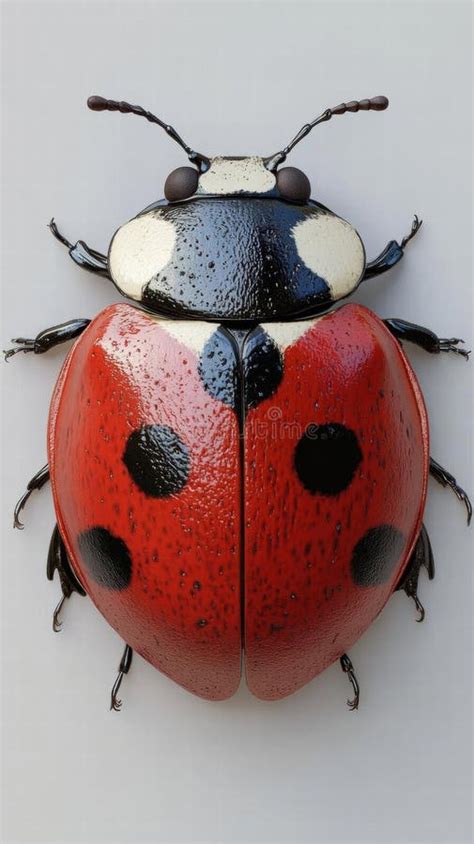 ladybug shows  red  black spots  detailed shell texture