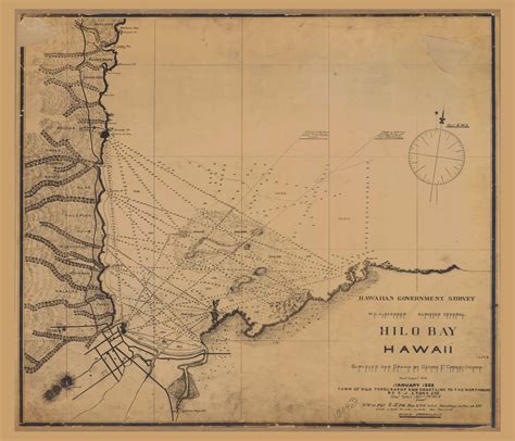 Hilo Bay 1882 Hawaii Harbor Chart 4103 - 19324 1 Hawaii - OLD MAPS