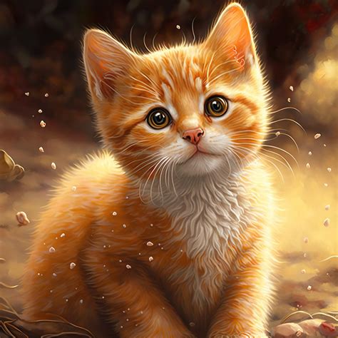 Cute Orange Cat Digital Prints 4x4 Wallpaper - Etsy