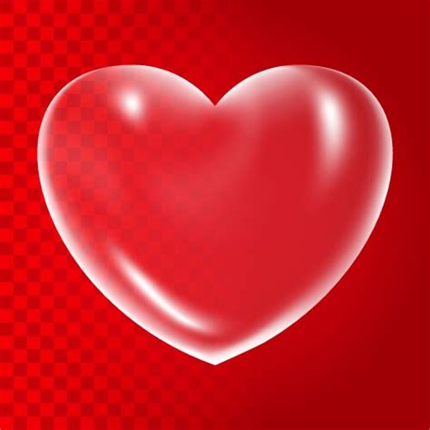 Red realistic glass heart plastic transparent Vector Image