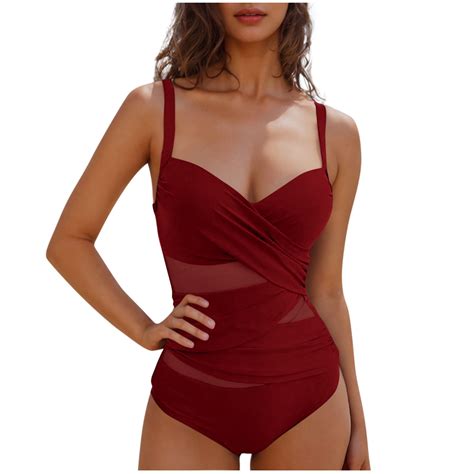 UTSJKR 2025 Women Sexy Mesh Tummy Control Swimsuit Push Up High Waisted