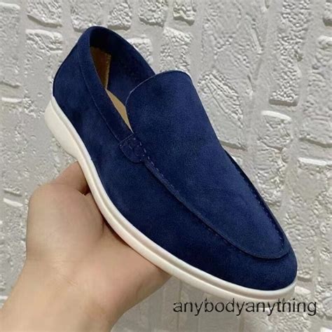 Men's Suede Slip-On Flat Heels Round Toe Casual Shoes Lazy Loafers ...