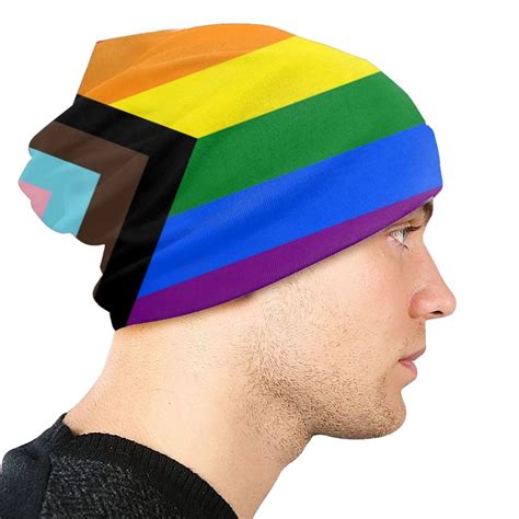 Шапки-бини с флагом Trans Pride, шапки унисекс, зимняя теплая вязаная ...