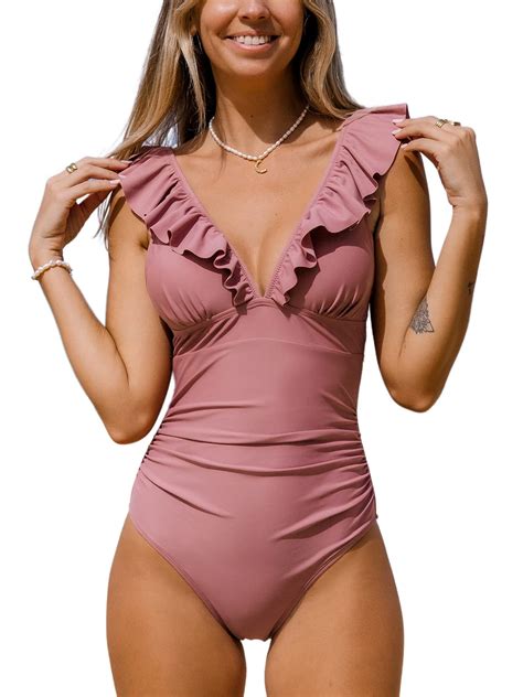 Snapklik.com : CUPSHE Womens Swimwear One Piece Swimsuit Deep V Neck
