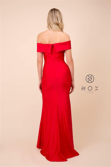 Dark Red Long Formal Dress Off Shoulder Evening Gown - Formal Dresses