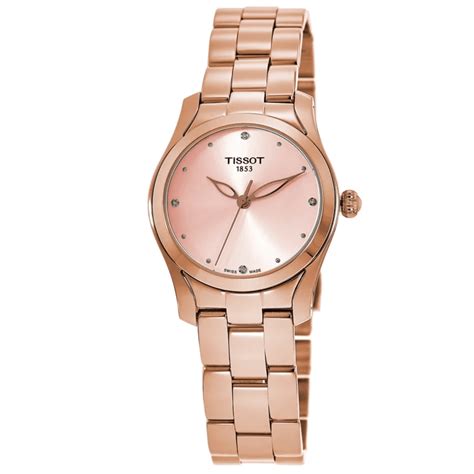 Tissot T-Lady T-Wave Rose Diamond Dial T112.210.33.456.00 reloj acero ...