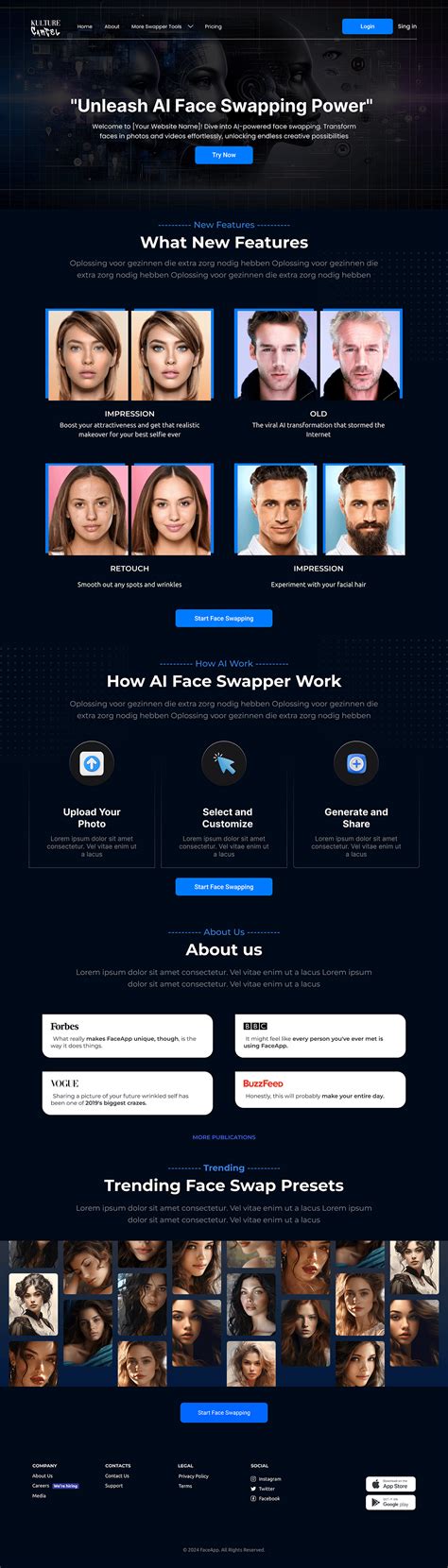 AI Face Swap website ui design :: Behance