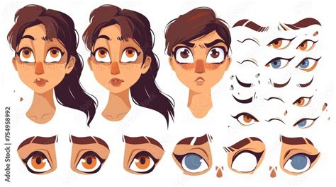 cartoon modern illustration set  visuals   types
