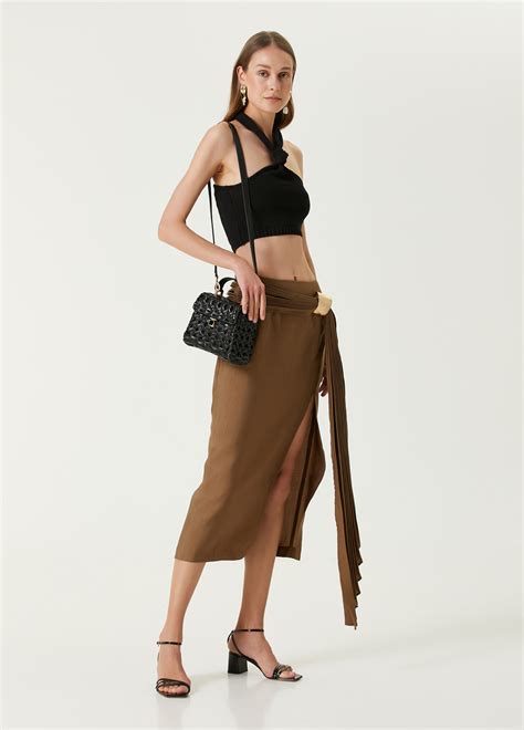 Cult Gaia - Caroline Brown Drape Detailed Skirt - Brown