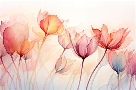 Premium AI Image | watercolor of tulips decorations wallpaper background