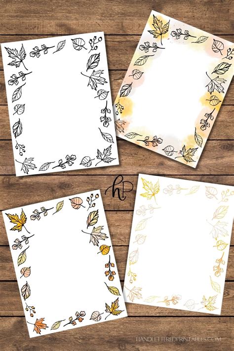 Fall Borders Free Printable Paper with Autumn Leaves - Hand Lettered ...