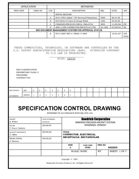 electrical connector specification control drawing