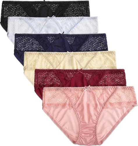 BIONEK Womens Sexy Underwear, Satin Bikini Panties Silky Lace Underwear
