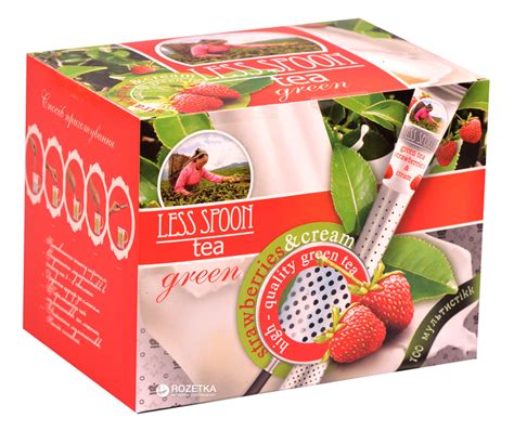 Чай зеленый в стиках Less Spoon Земляника со сливками 100 стиков ...