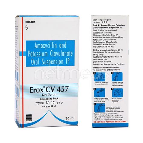 Erox CV 457mg Dry Syrup 30ml - Buy Medicines online at Best Price from ...