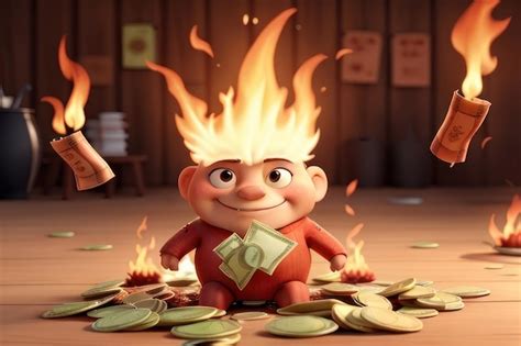 Premium AI Image | burning money