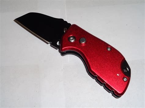 mini red automatic knife black sheepsfoot