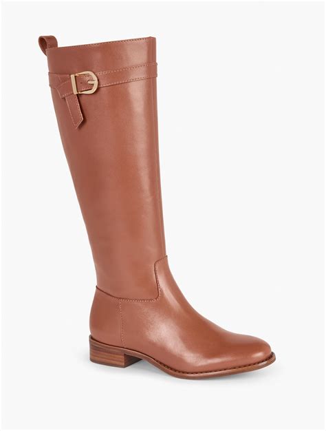 Tish Tie Leather Riding Boots - Extended Calf | Talbots