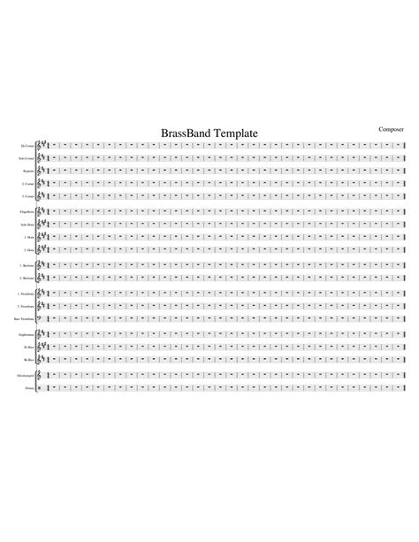 Brassband Score Template Sheet music for Trombone, Drum Group, Tuba ...