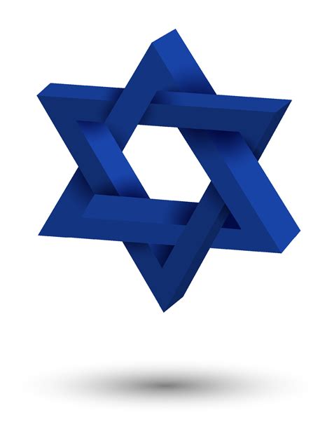 Star of David symbol. Hexagonal star of national flag of Israel. 3D