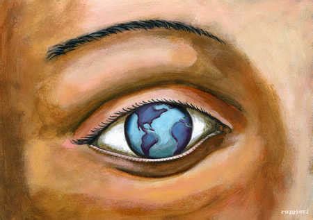 Stock Illustration - Close up of eye reflecting world