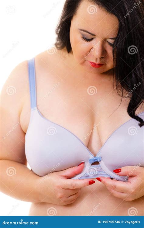 fat woman big breast wearing bra royalty  stock image