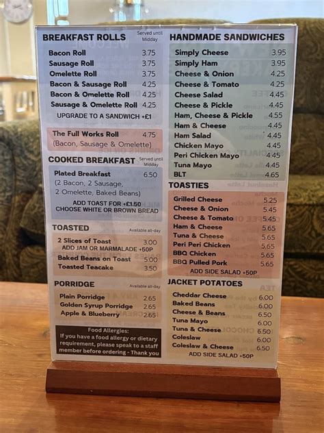 Menu at Newtons Bakery Cafe, Evesham