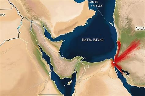 red sea region  bab al mandab strait pined  map december