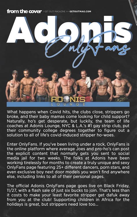 Adonis – Only Fans – Get Out! Magazine