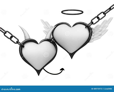 Angel and devil hearts stock illustration. Illustration of decor - 48975975