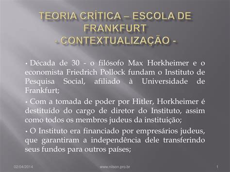 Mapa Mental Escola De Frankfurt - PPT - Teoria Crítica – Escola de Frankfurt - Contextualização ...