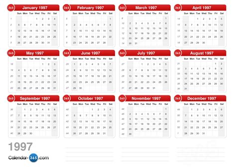 1997 Calendar