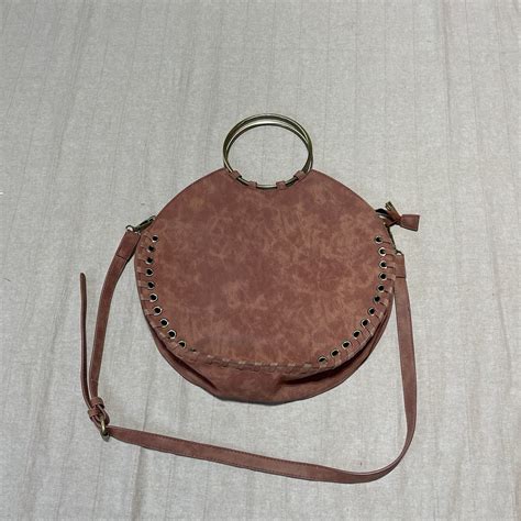 Anthropologie Purse Marla Cross Body Round Brown Faux Leather Whip